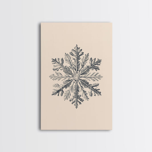 Snowflake Canvas Print - Framed Canvas - Minimalist Christmas Art - Boho Christmas Art - Rustic Christmas Art - Winter Decor - Winter Art