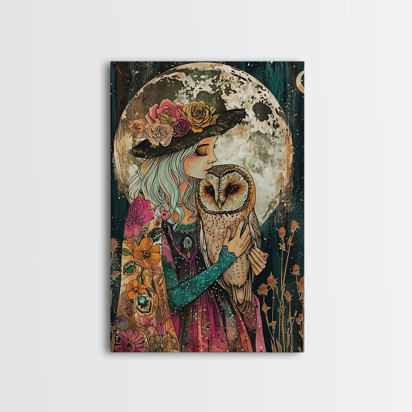Witch Holding Owl wall art