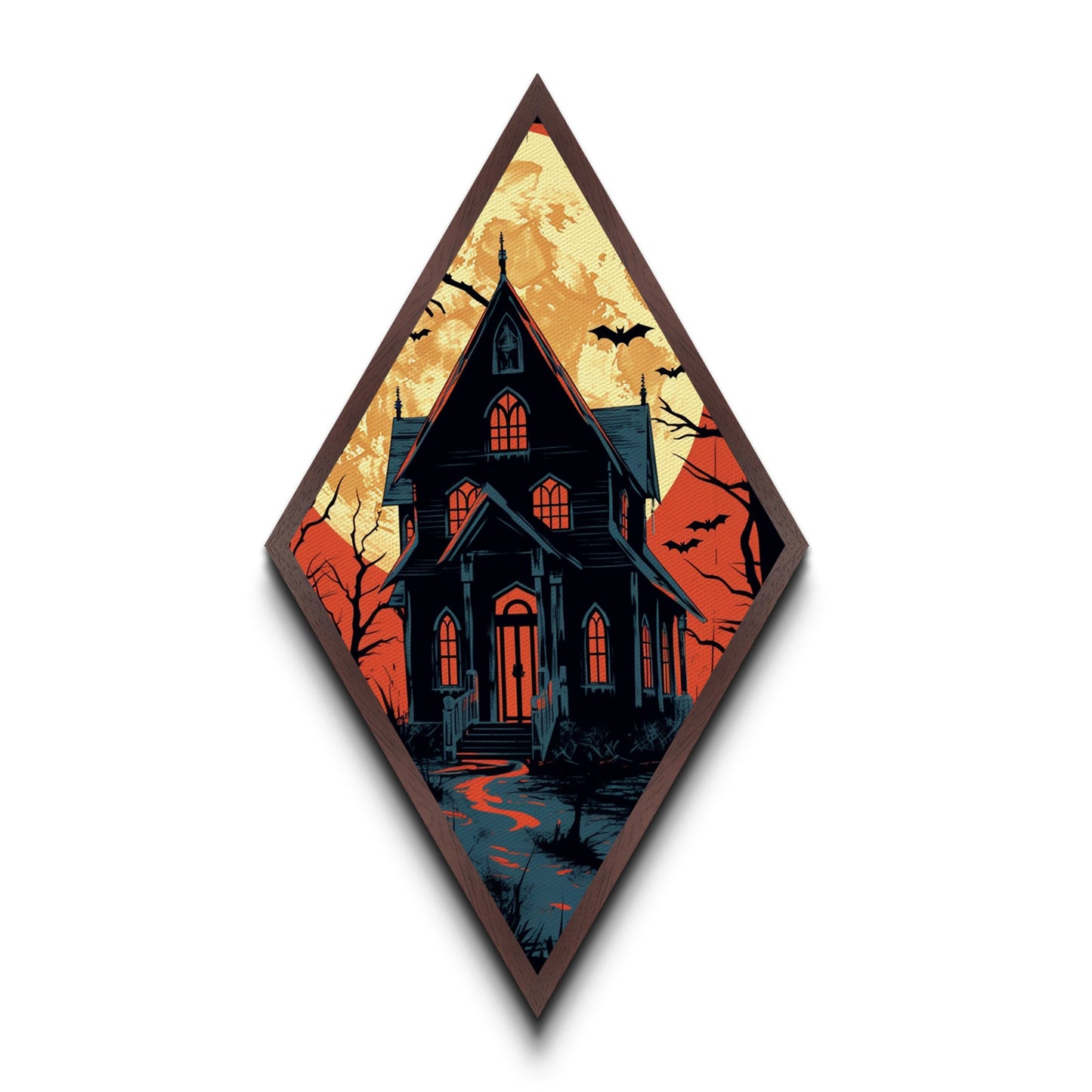 Gothic Haunted House – Canvas Embossed Print or Poster Wall Art