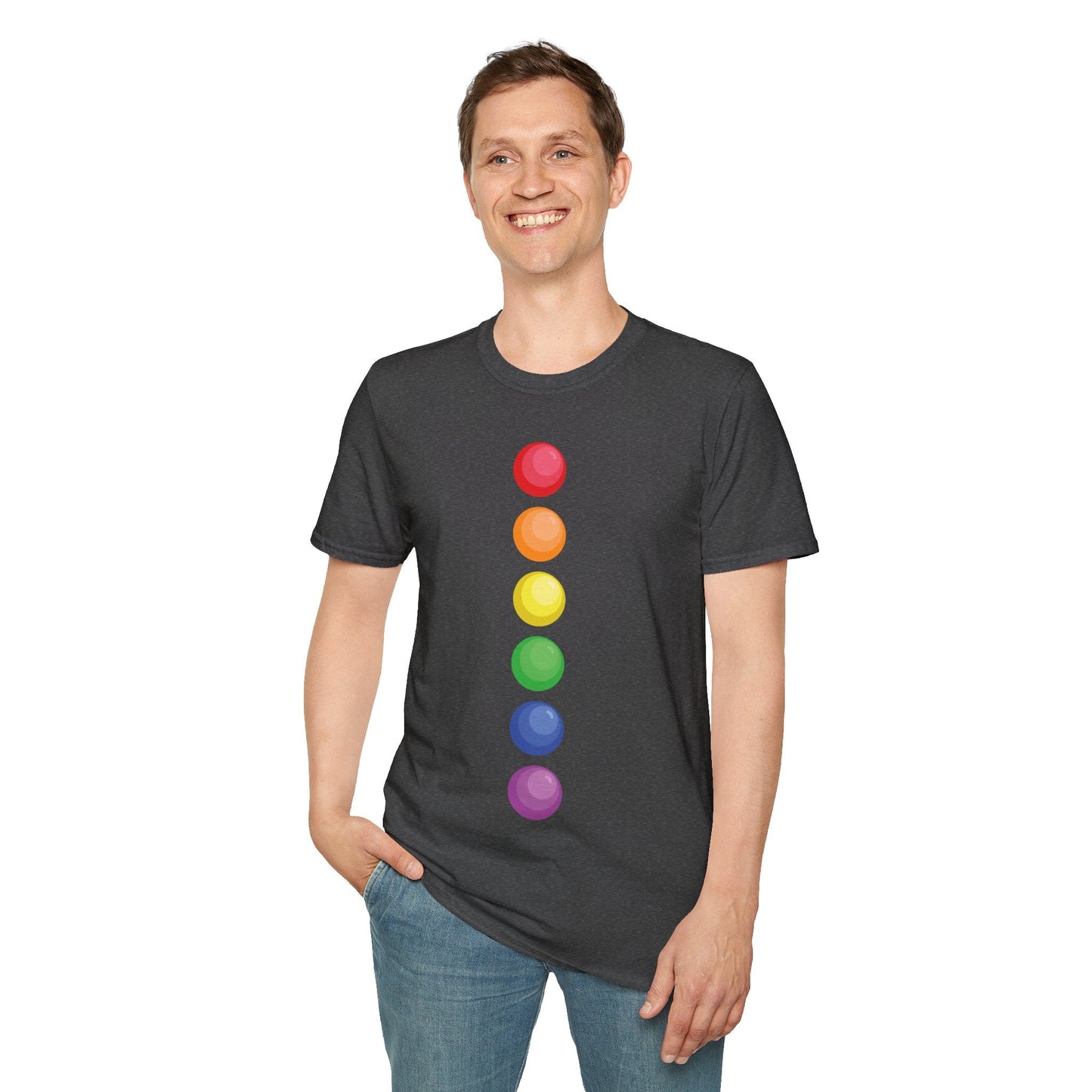 Bespattered Facade Rainbow Dots Unisex Softstyle T-Shirt