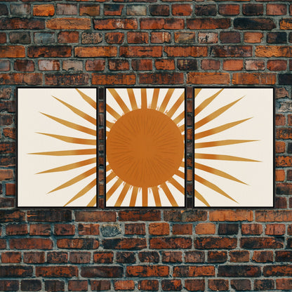 Glamorous Sunburst Wall Art, Art Deco, Framed Canvas Print, Starburst Print, Atomic Age Art, Gold Sun Art, Wall Decor, Home Decor