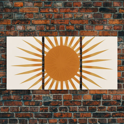 Glamorous Sunburst Wall Art, Art Deco, Framed Canvas Print, Starburst Print, Atomic Age Art, Gold Sun Art, Wall Decor, Home Decor