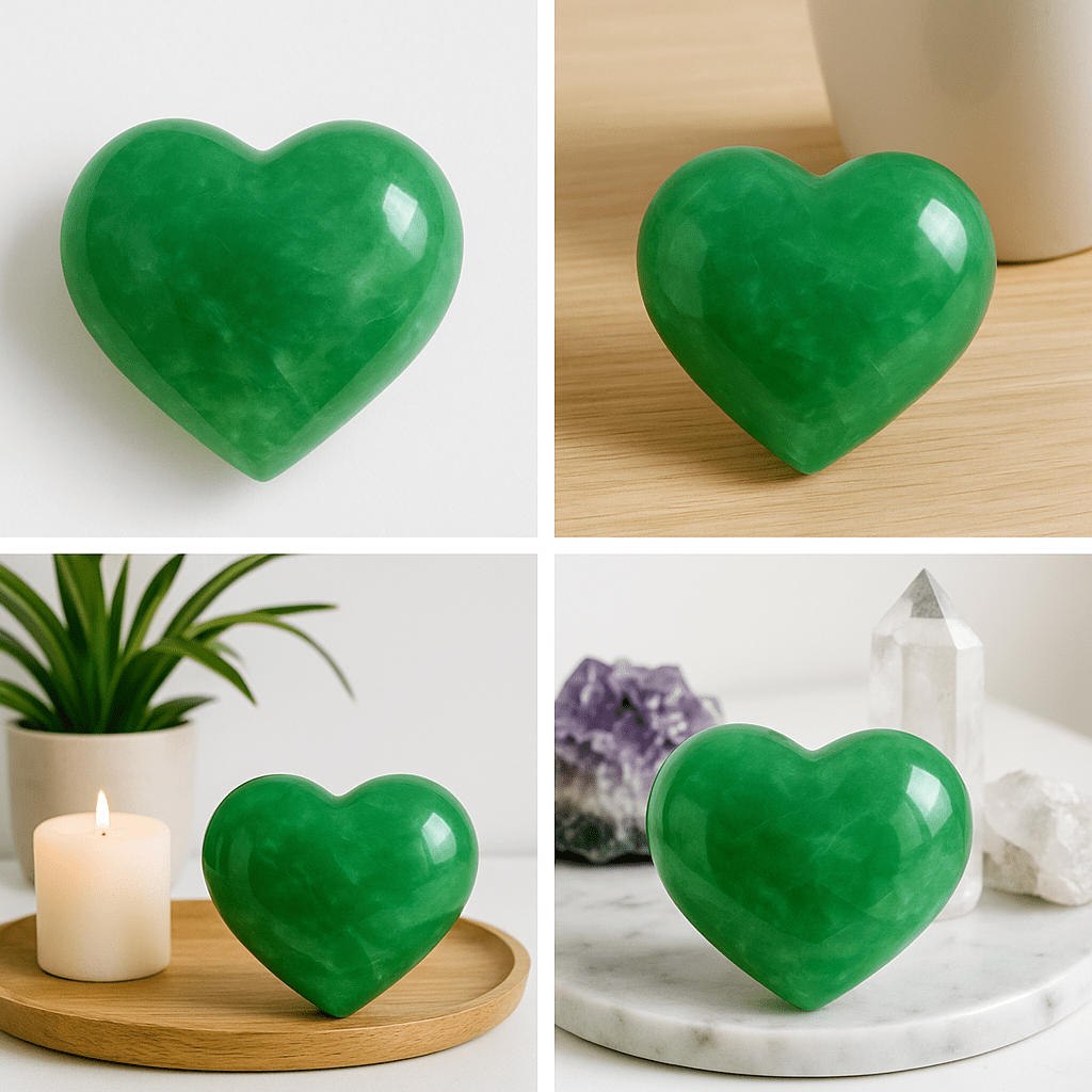 3D Green Fluorite Heart