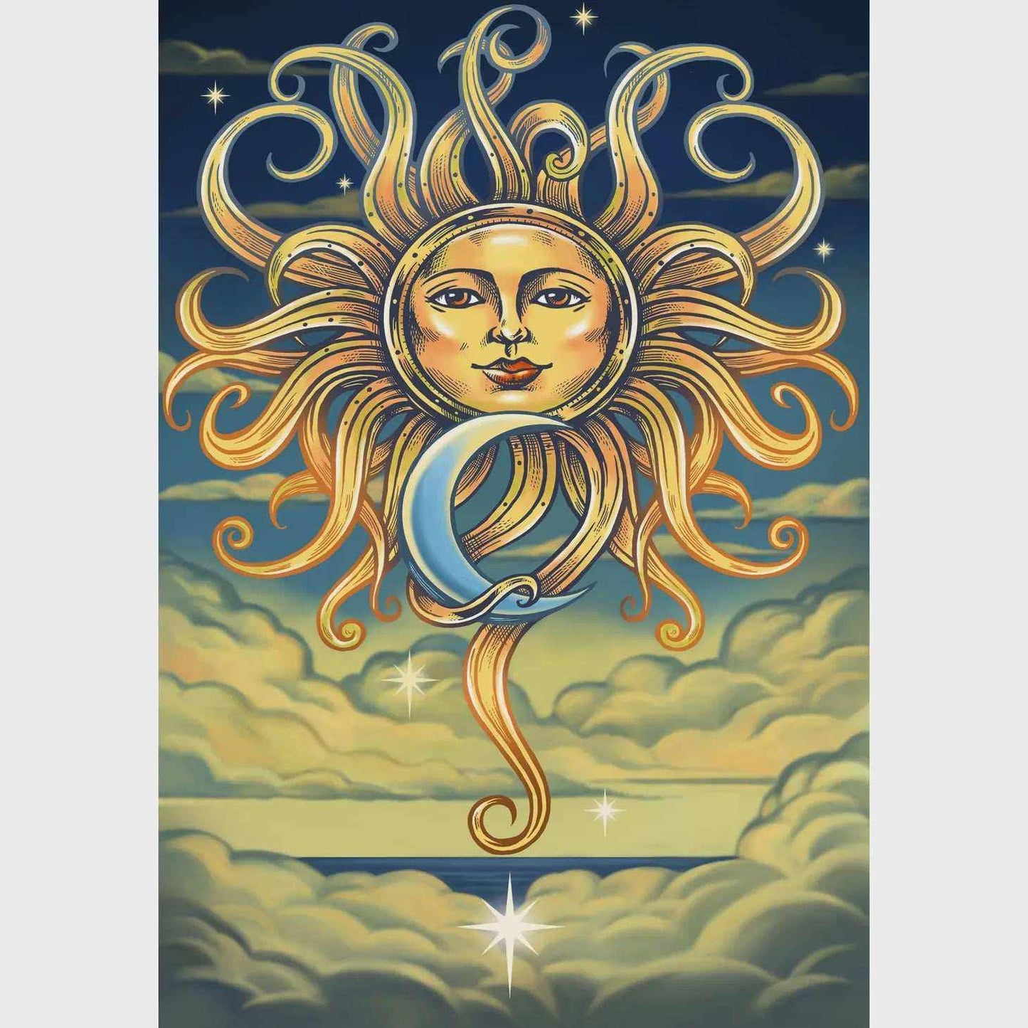3D Intertwined Sun and Moon Tapestry