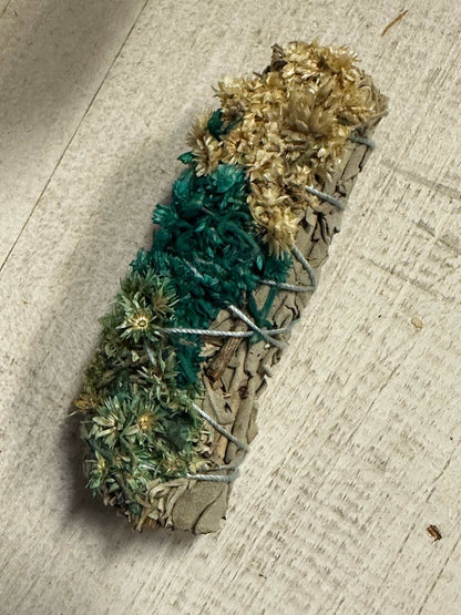Natural, Green Mullein & White Sage Smudge Stick (4 in.)