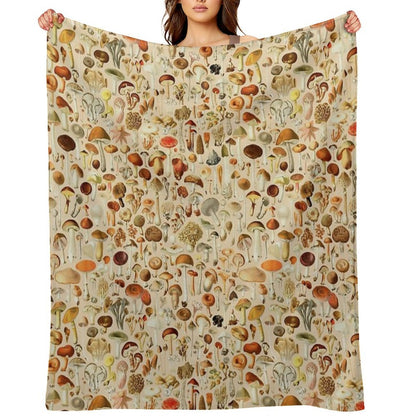 Vintage Mushroom Designs Collection Throw Blanket