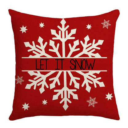 Grid Christmas linen pillowcase, Christmas tree snowflake home decoration pillowcase, sofa cushion pillowcase