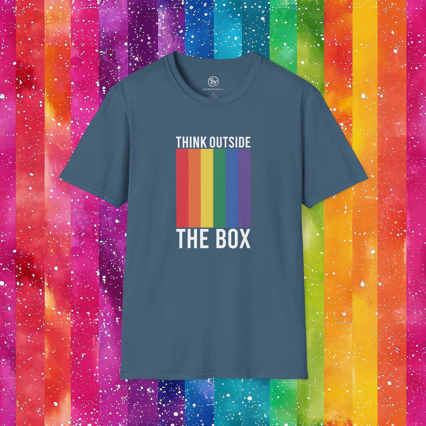 Bespattered Facade Rainbow Think Outside the Box Unisex Softstyle T-Shirt