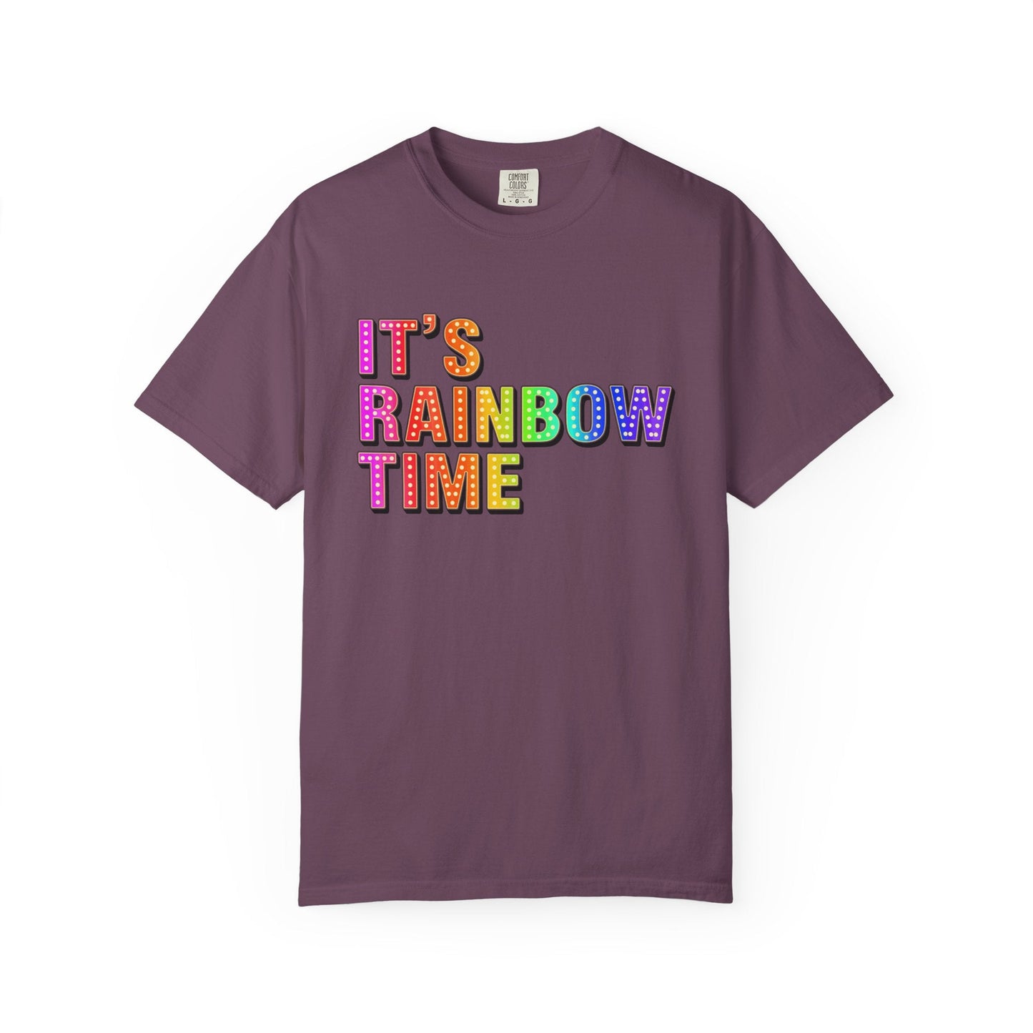 Bespattered Facade It's Rainbow Time Marquee Premium Unisex Comfort Colors Garment Dyed 100% Cotton T-Shirt