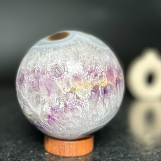 Large Amethyst geode Sphere 4.7+ lbs! , base included