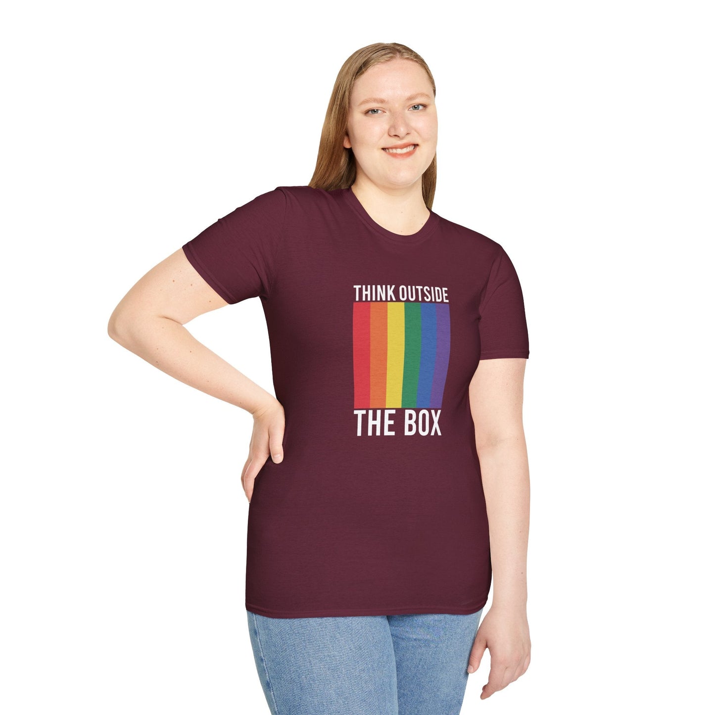 Bespattered Facade Rainbow Think Outside the Box Unisex Softstyle T-Shirt