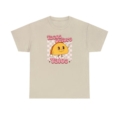 Tacos before vatos tshirt. Mexican Unisex Heavy Cotton tshirt. Valentines Day shirt for her. Taco shirt. shirt with vintage taco.
