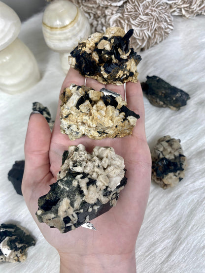 Mixed Raw Specimen from Malawi | Feldspar, Aegirine, Smoky Quartz