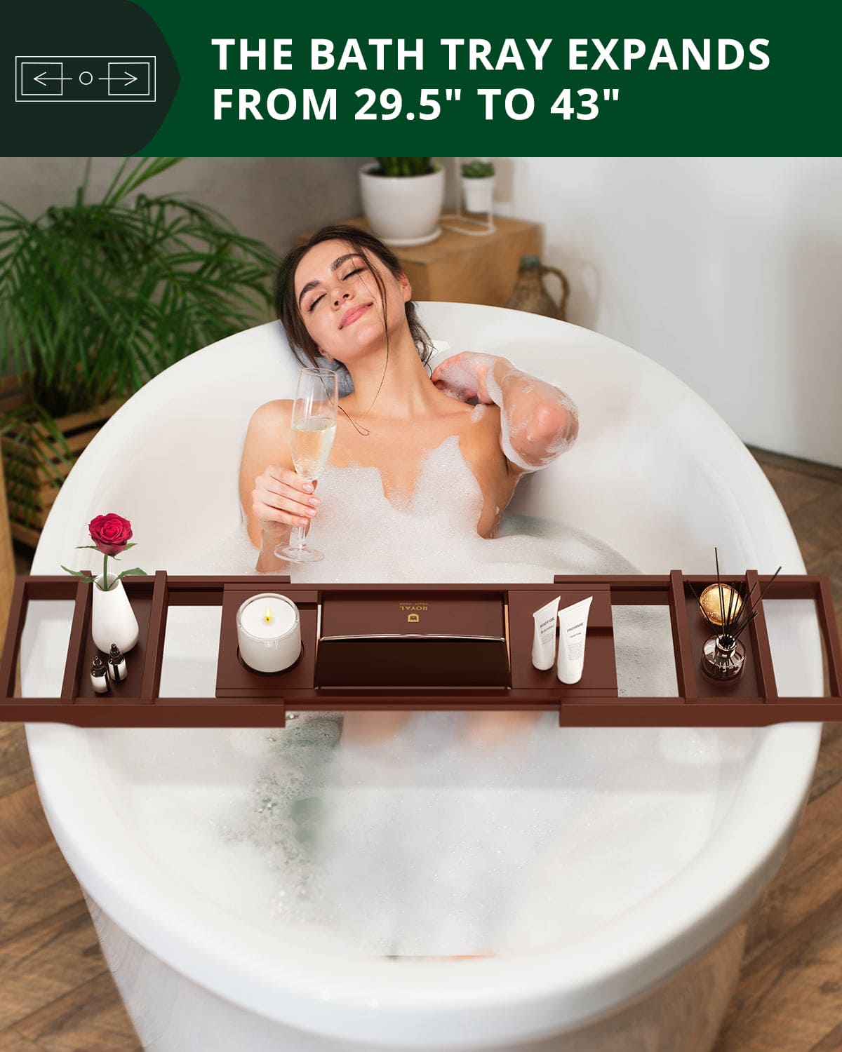 Foldable Bathtub Caddy Tray, Brown
