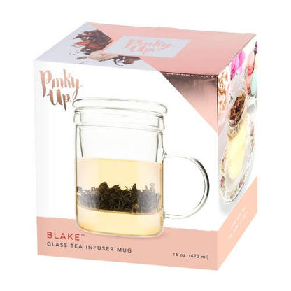 Blake Glass Loose Leaf Tea Infuser Mug with Lid – 12 oz Borosilicate Glass