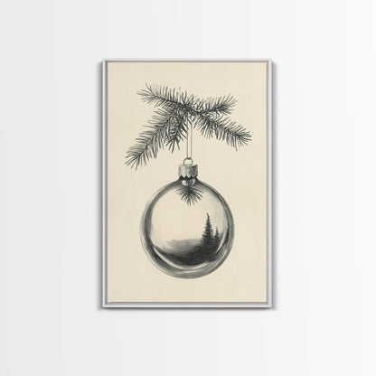 Christmas Tree Ornament Canvas Print, Retro Home Decor, Boho Christmas