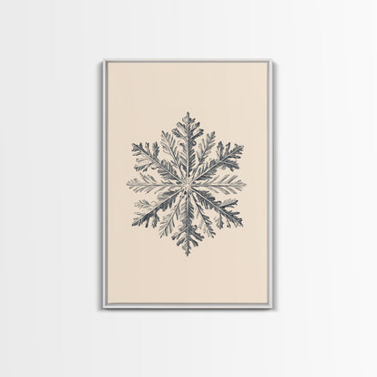 Snowflake Canvas Print - Framed Canvas - Minimalist Christmas Art - Boho Christmas Art - Rustic Christmas Art - Winter Decor - Winter Art