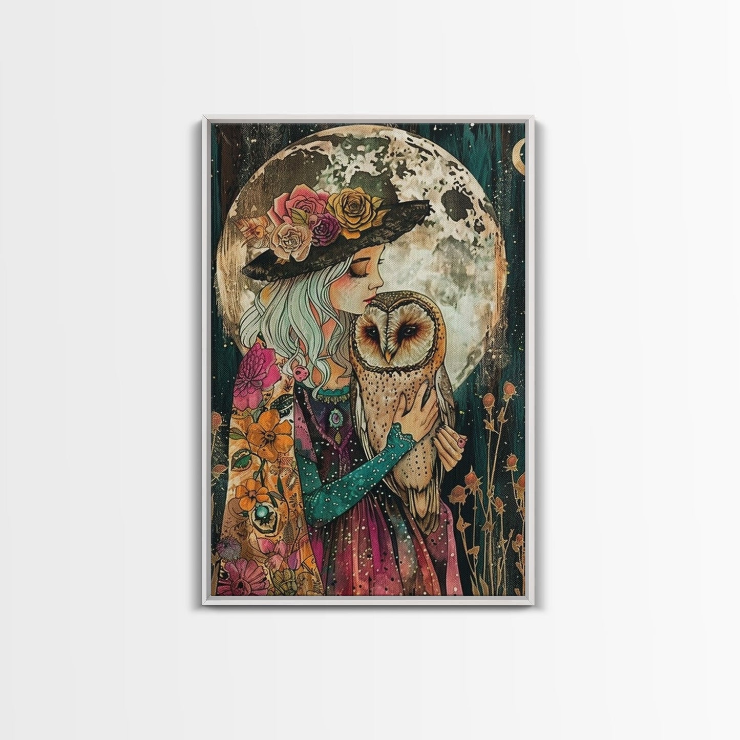 Witch Holding Owl wall art