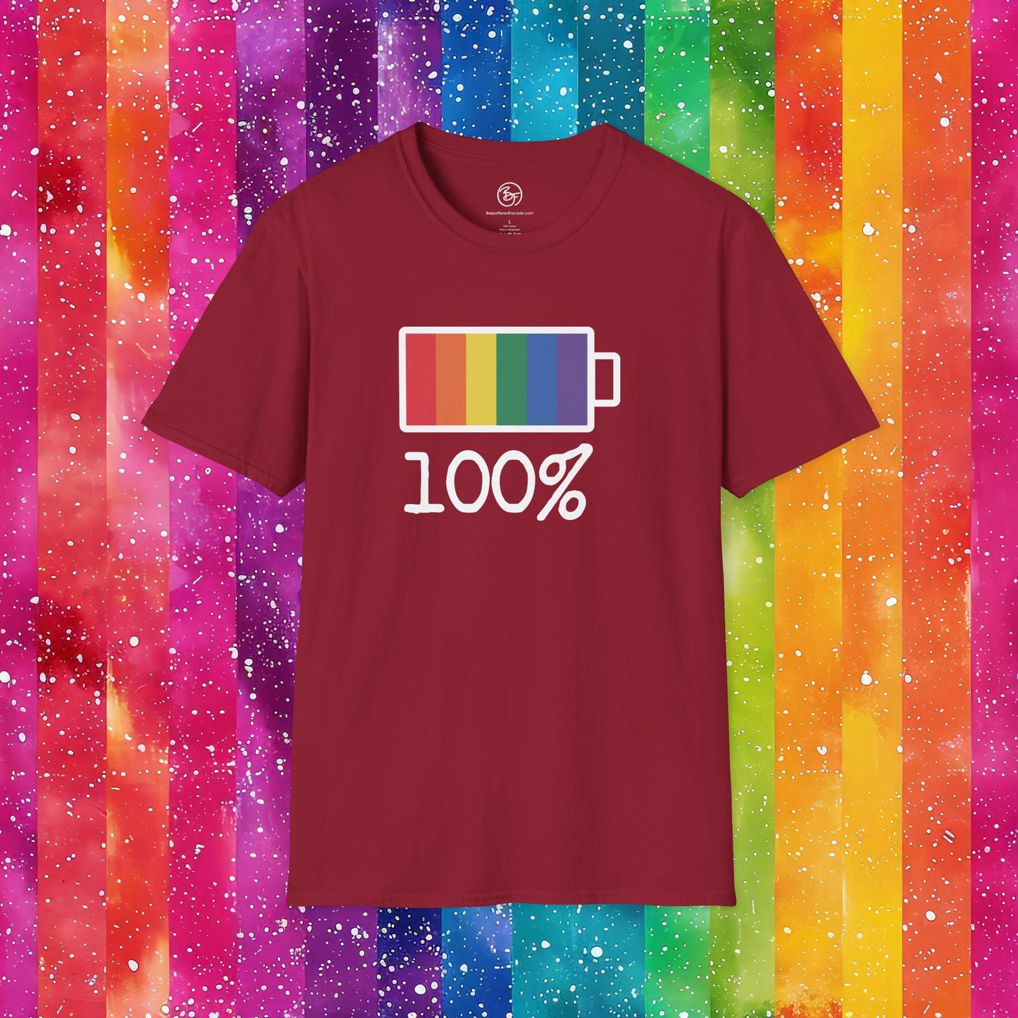 Bespattered Facade Rainbow Battery Unisex Softstyle T-Shirt