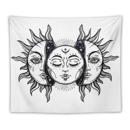 Vintage Solar Sun And Moon Tapestry