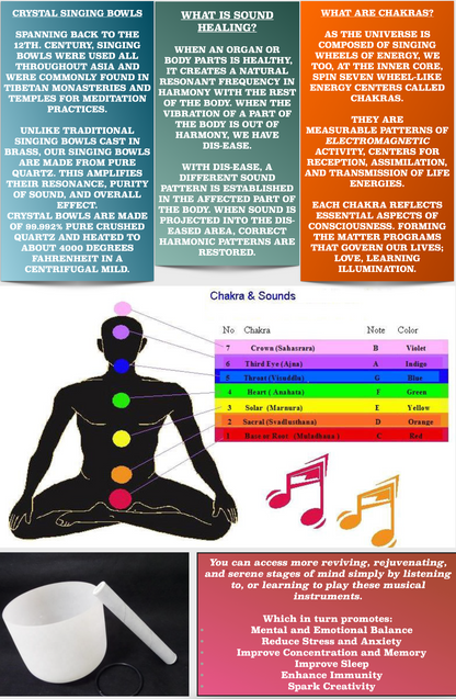 10" Frosted Quartz Sound Bowl – A Note | Amethyst Gem Infused Singing Bowl