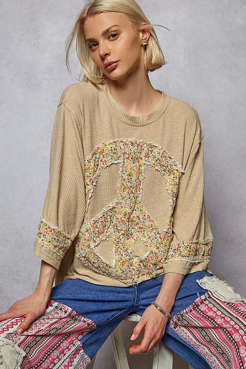 POL Floral Peace Patch Drop Shoulder T-Shirt