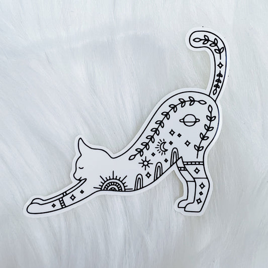 Stretching Kitty Vinyl Sticker Die Cut