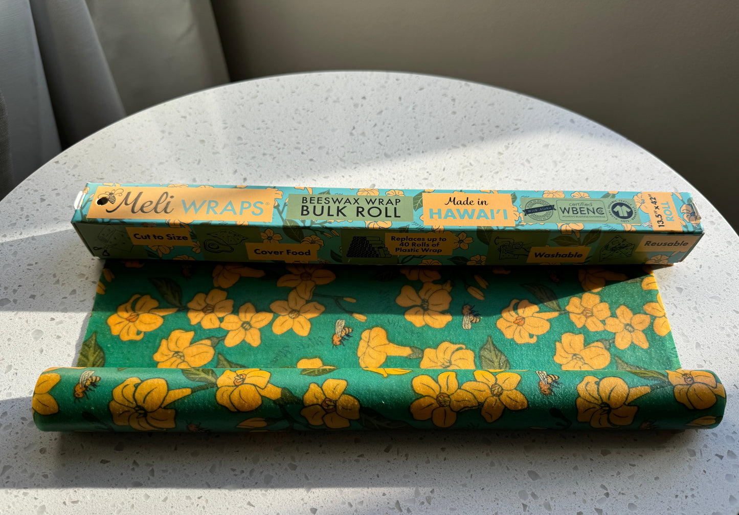 BULK ROLL Beeswax Wrap - Puakenikeni & Bee Print