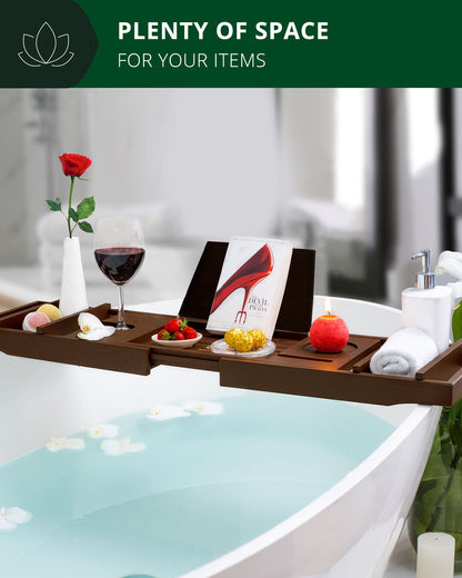 Foldable Bathtub Caddy Tray, Brown