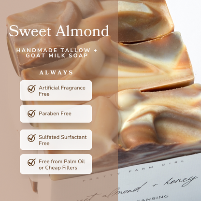 Sweet Almond + Honey -- Handmade Tallow Soap Bar