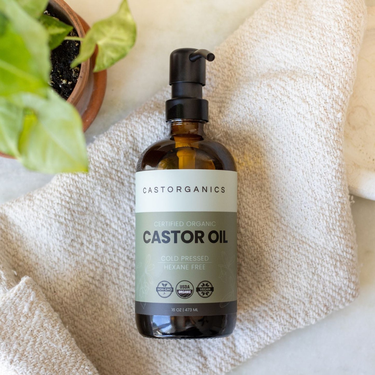 USDA Organic Castor Oil with Metal Pump
