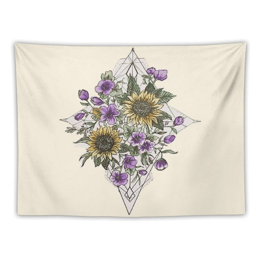 Geometric Sunflower Pattern Tapestry