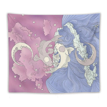 Tui And La, Moon And Ocean Spirits Art Nouveau Tapestry