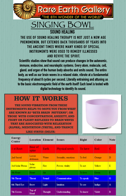 10" Frosted Quartz Sound Bowl – A Note | Amethyst Gem Infused Singing Bowl