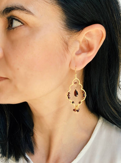 Moroccan Garnet Chandelier Earrings