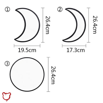5pc Moon Wall Mirror Set – Boho Crescent Moon Phase Décor