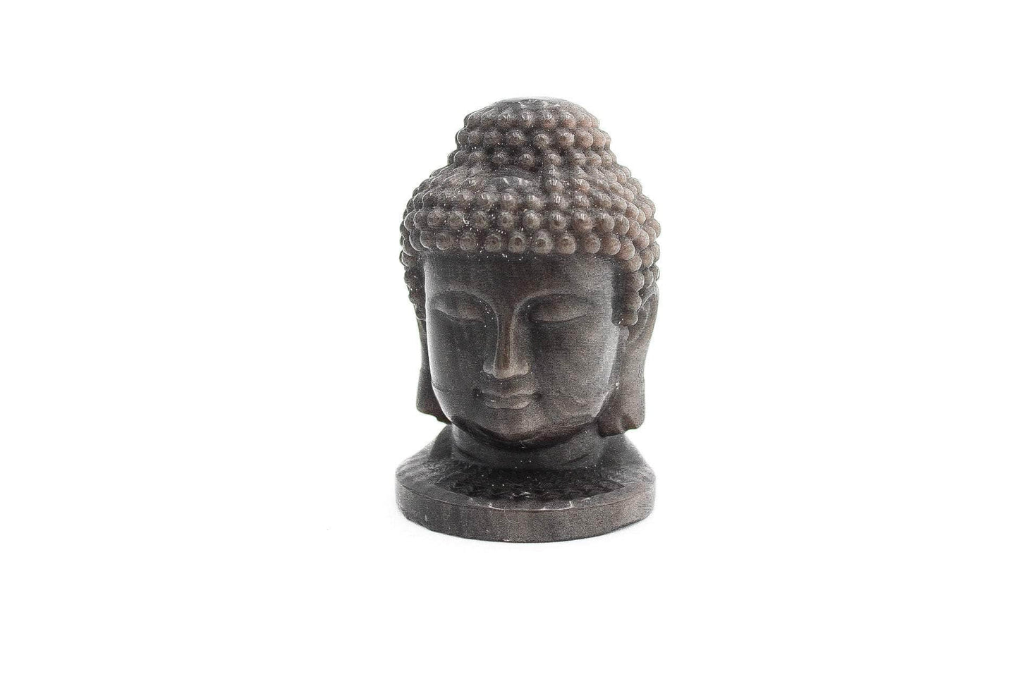 Obsidian Carved Buddha Head  - 2.75"