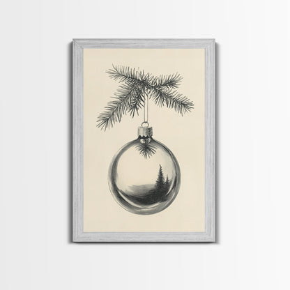 Christmas Tree Ornament Canvas Print, Retro Home Decor, Boho Christmas
