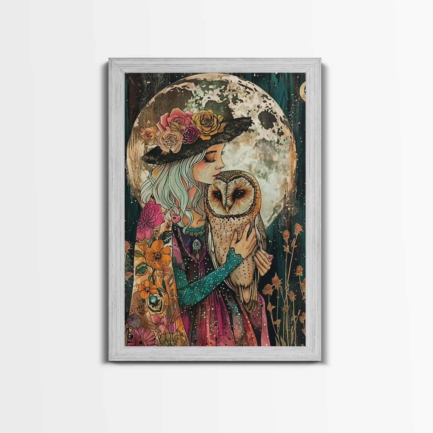 Witch Holding Owl wall art