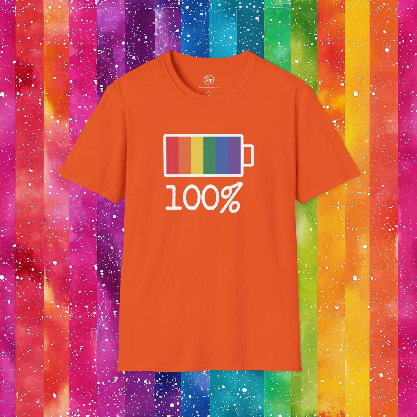 Bespattered Facade Rainbow Battery Unisex Softstyle T-Shirt