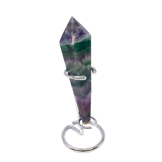 Rainbow Fluorite Tapered Point with Stainless Steel Spiral Stand