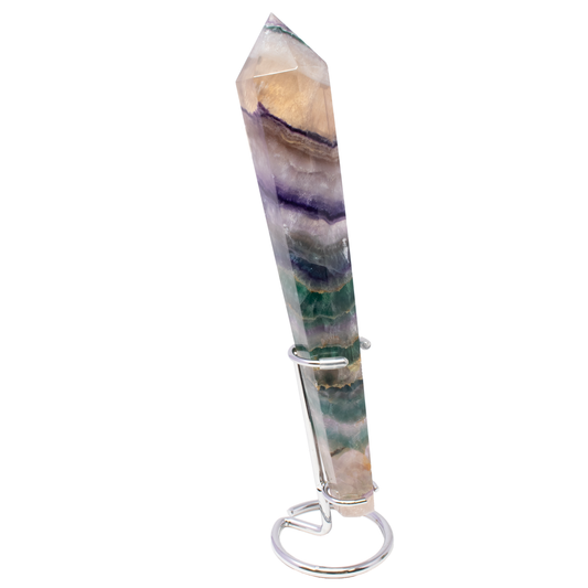 Rainbow Fluorite Tapered Point with Stainless Steel Spiral Stand