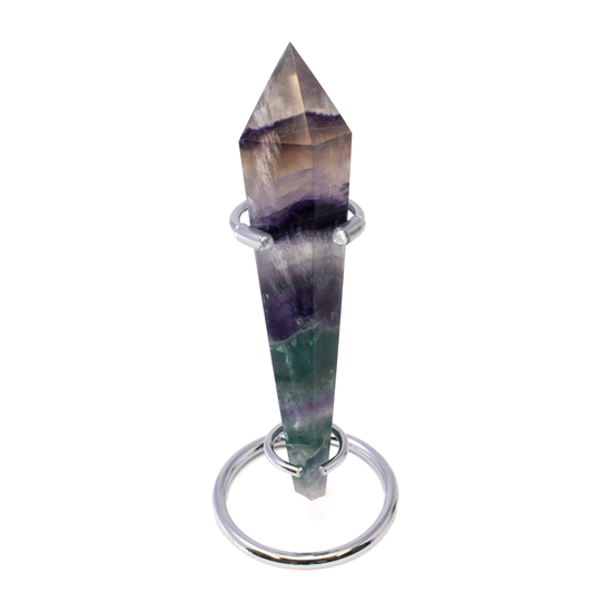 Rainbow Fluorite Tapered Point with Stainless Steel Spiral Stand