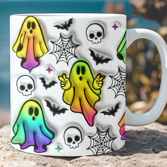 3D Colorful Ghosts Mug