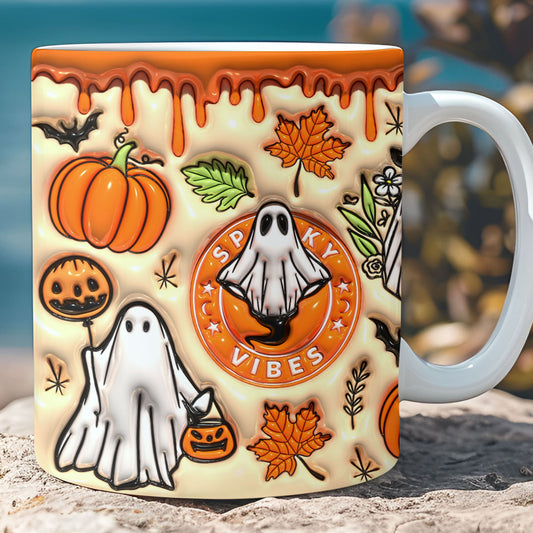 3D Orange Ghost Mug
