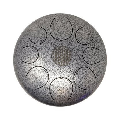 30cm Pentatonic Steel Tongue Drum – Silver Metal Singing Drum with Travel Bag