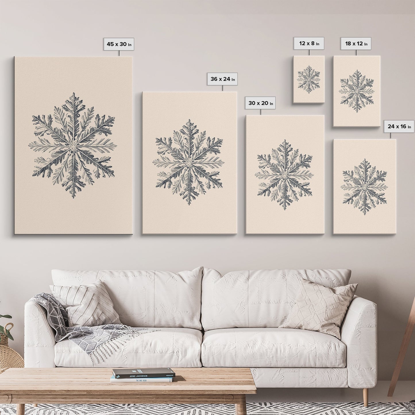 Snowflake Canvas Print - Framed Canvas - Minimalist Christmas Art - Boho Christmas Art - Rustic Christmas Art - Winter Decor - Winter Art