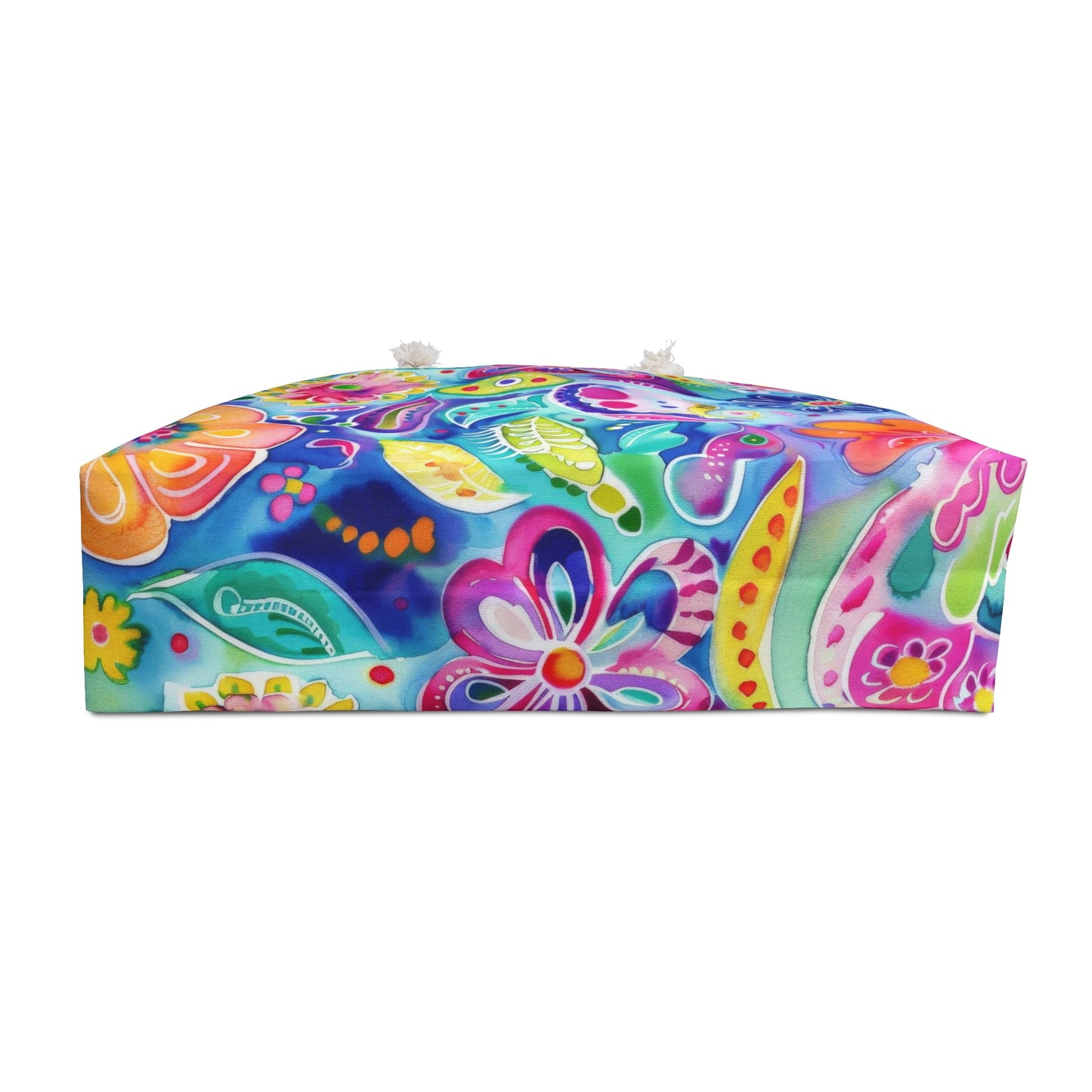 Bespattered Facade Colorful Flowers Weekend Beach Tote Bag with Cotton Rope Handles