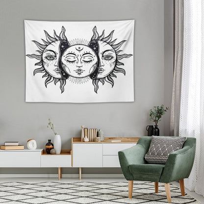 Vintage Solar Sun And Moon Tapestry