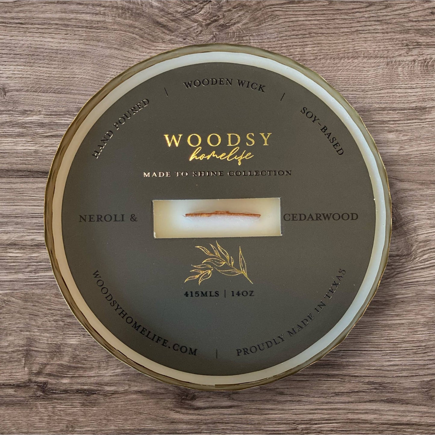 Neroli & Cedarwood -Solid Brass 14oz  Soy Candle